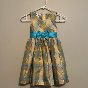 Bonnie Jean Size 6 dress Gold and Teal